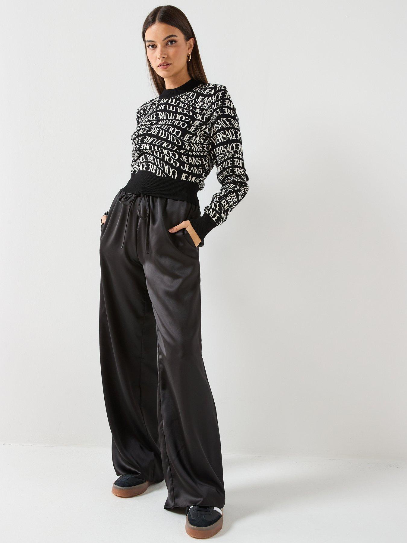 Versace Jeans Couture Liquify Logomania Knit Jumper - Black | Very