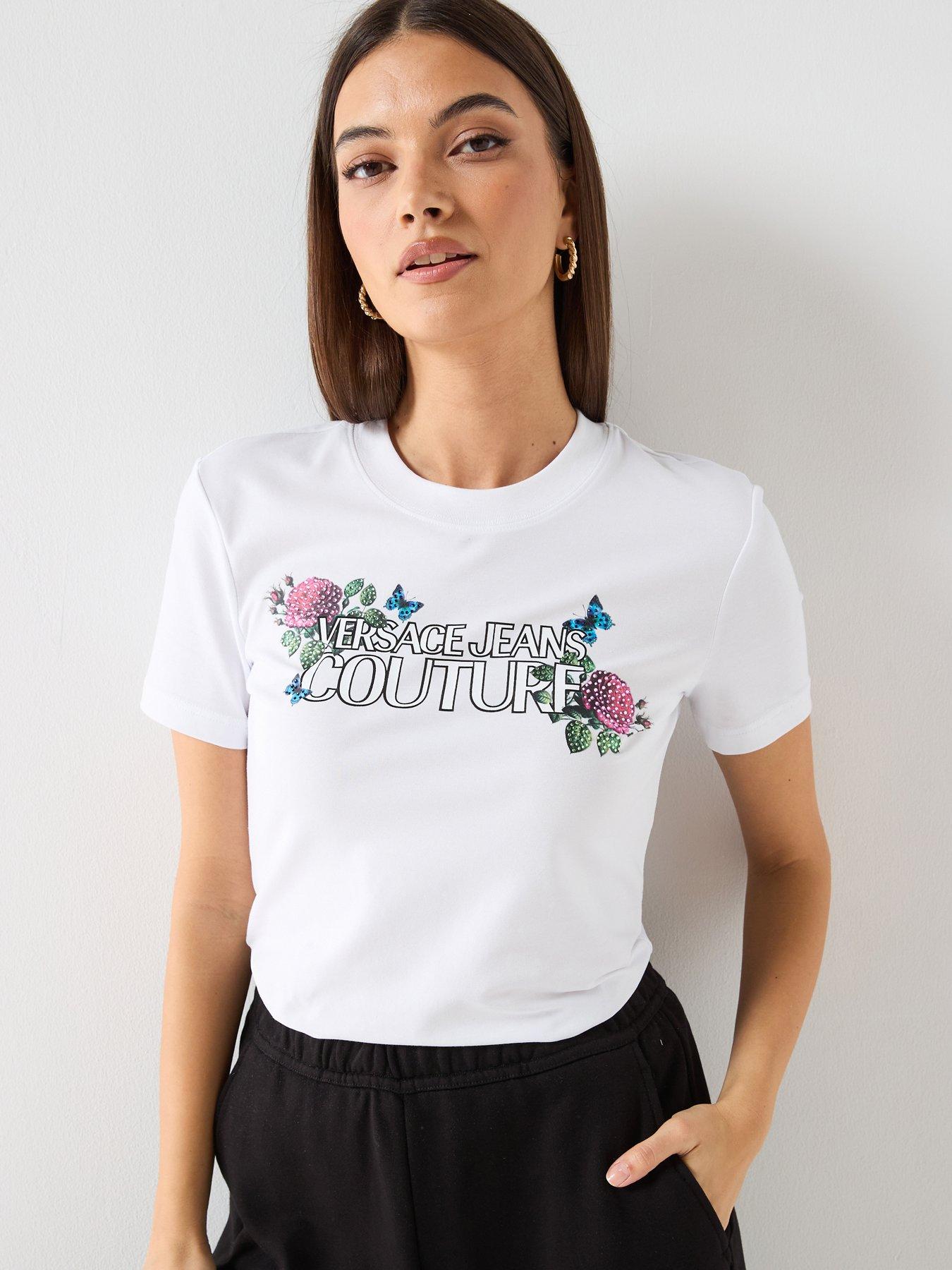 Versace Jeans Couture Logo Roses T-Shirt - White