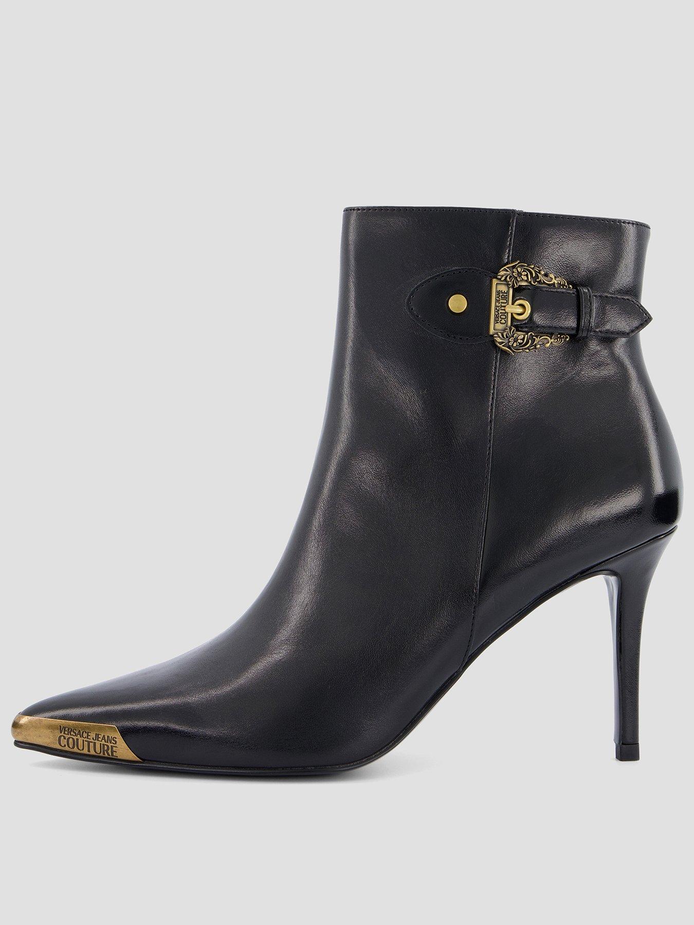 Versace Jeans Couture Scarlett Buckle Heel Ankle Boot - Black
