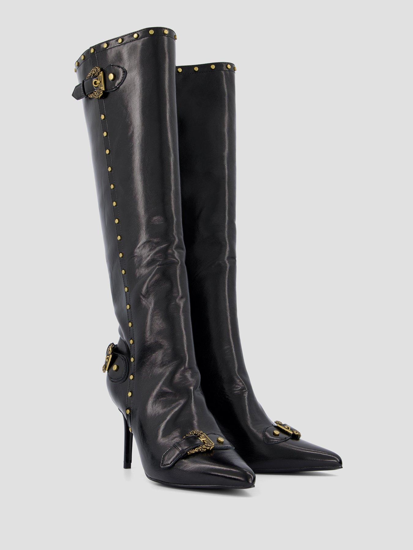 Bottes Cuissardes CQ Couture Italie - Cuir Noir, Talon Aiguille 11cm+, Taille 45