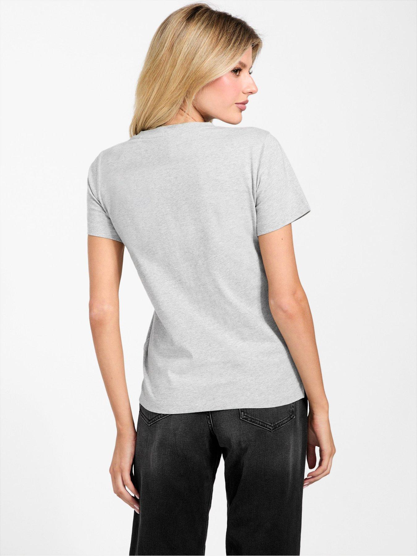 Image 2 of 5 of Guess Short Sleeve Krystal Triangle T-Shirt - Grey