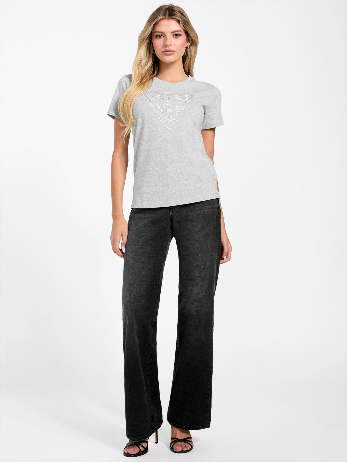 Image 3 of 5 of Guess Short Sleeve Krystal Triangle T-Shirt - Grey