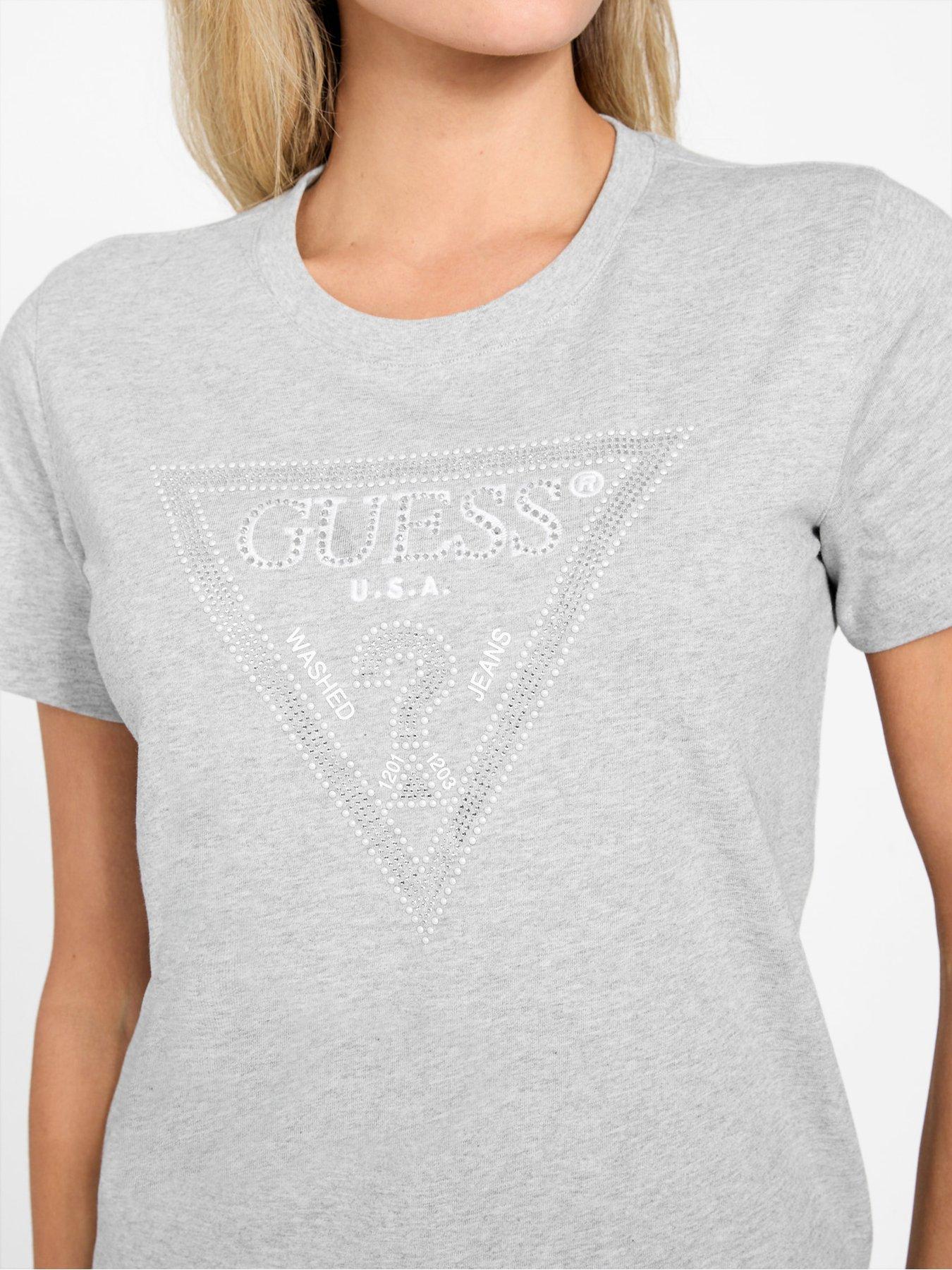 Image 4 of 5 of Guess Short Sleeve Krystal Triangle T-Shirt - Grey