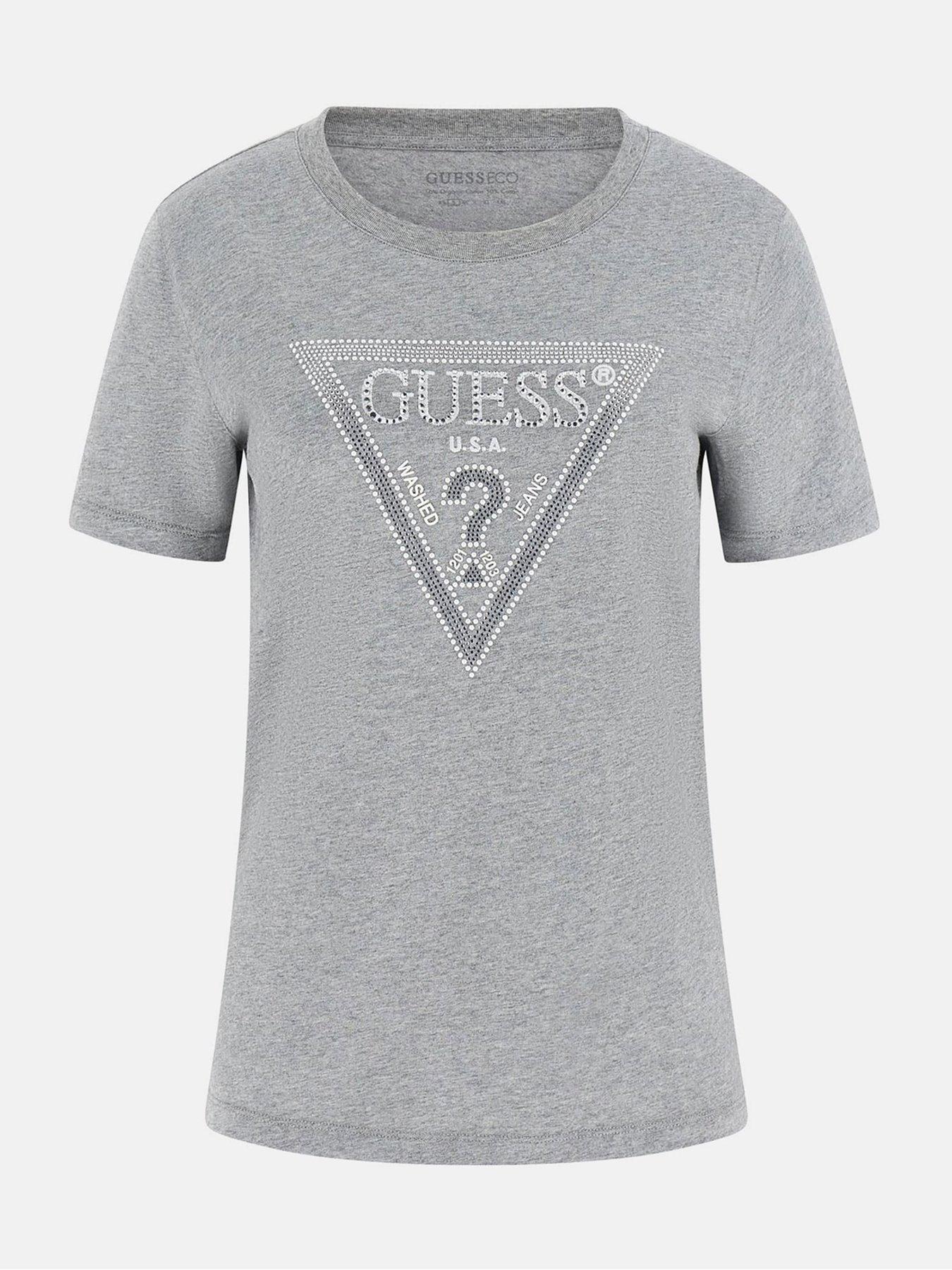 Image 5 of 5 of Guess Short Sleeve Krystal Triangle T-Shirt - Grey