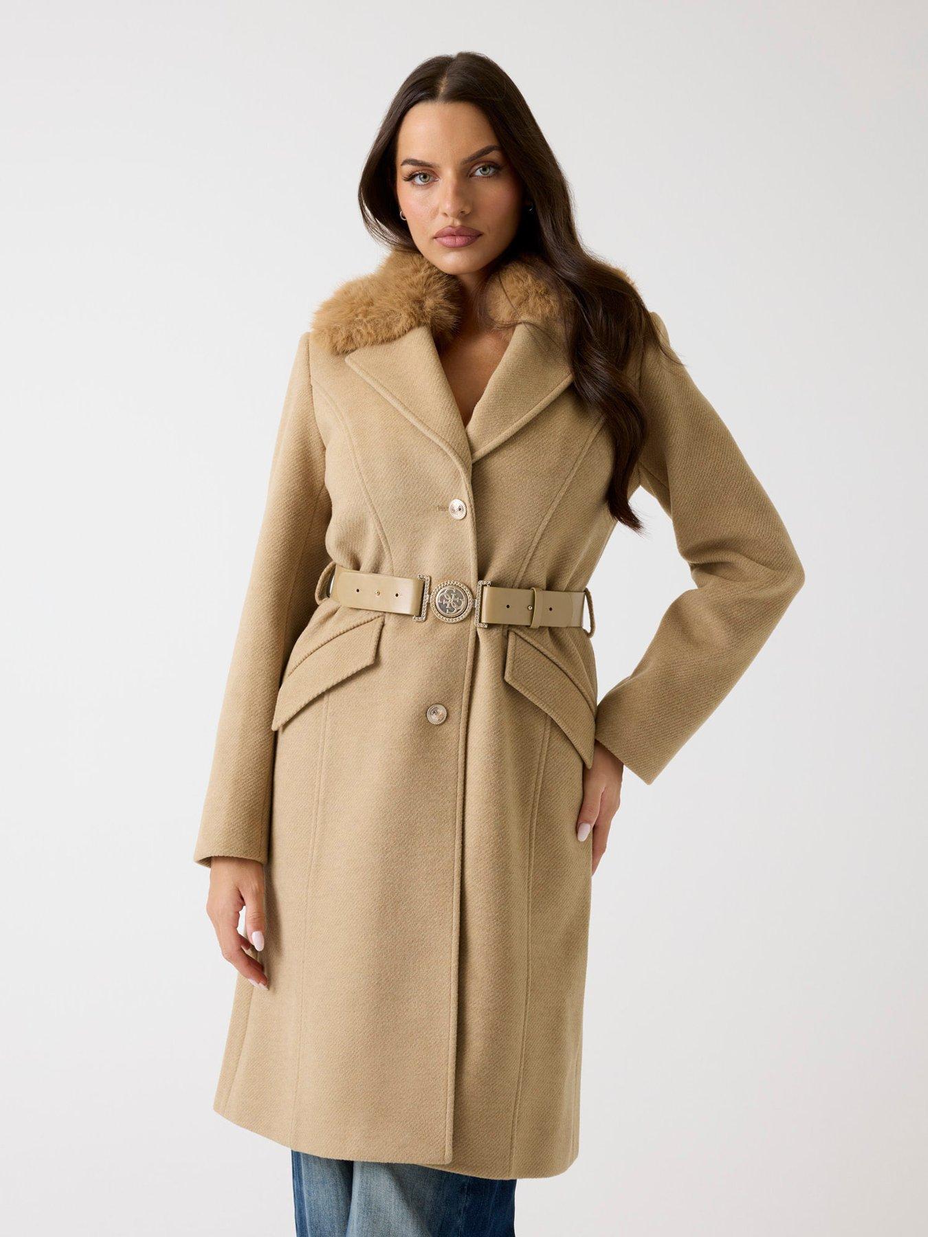 Guess New Patrice Belted Coat - Beige