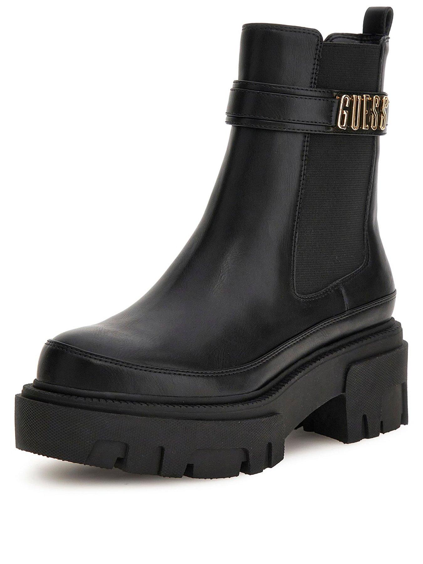 Image 2 of 5 of Guess Yelma Logo Strap Boots - Black