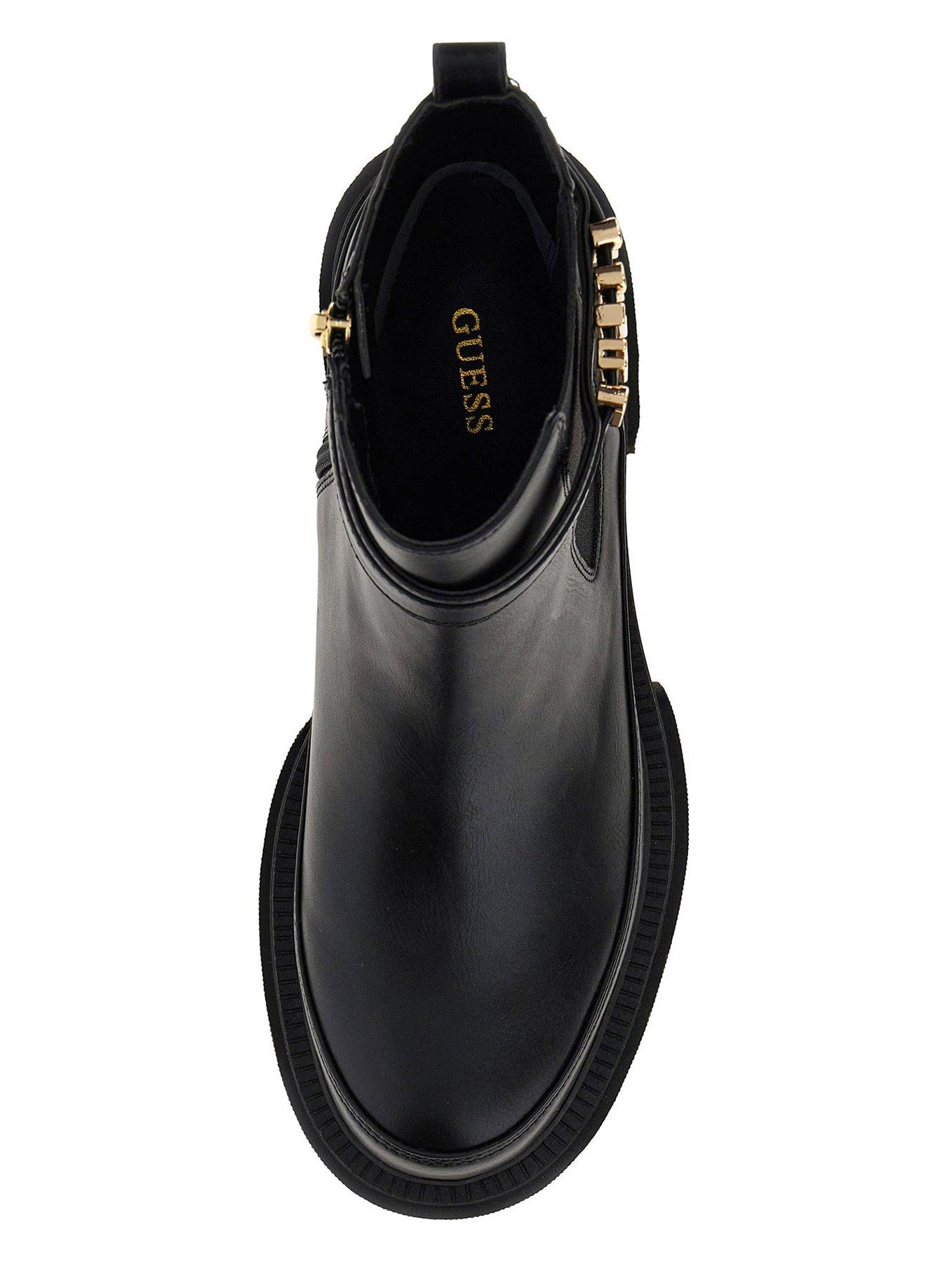 Image 4 of 5 of Guess Yelma Logo Strap Boots - Black