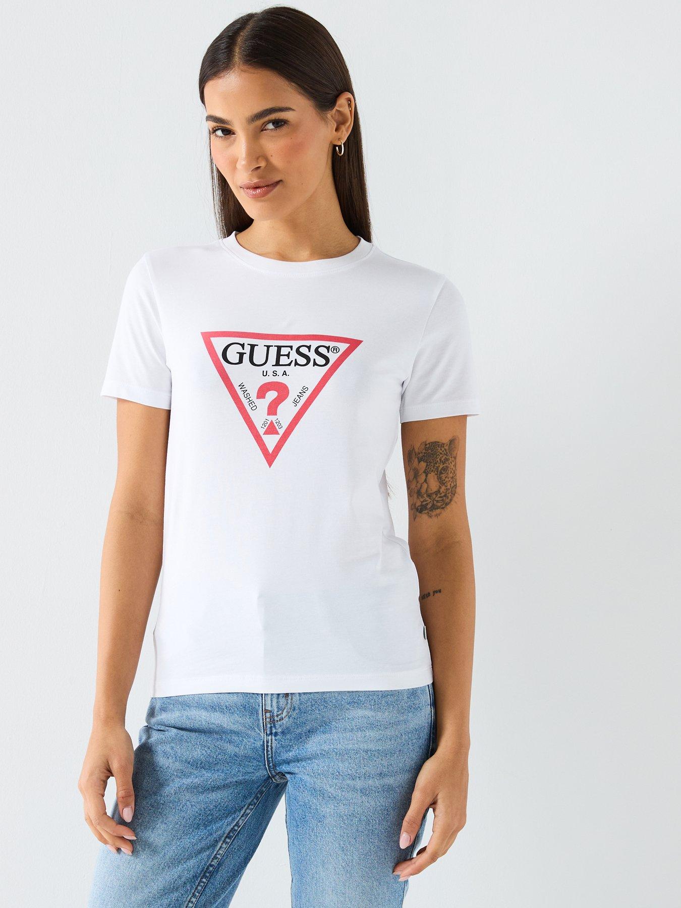 Guess Jeans: Short Sleeve Slim Iconic T-Shirt - White