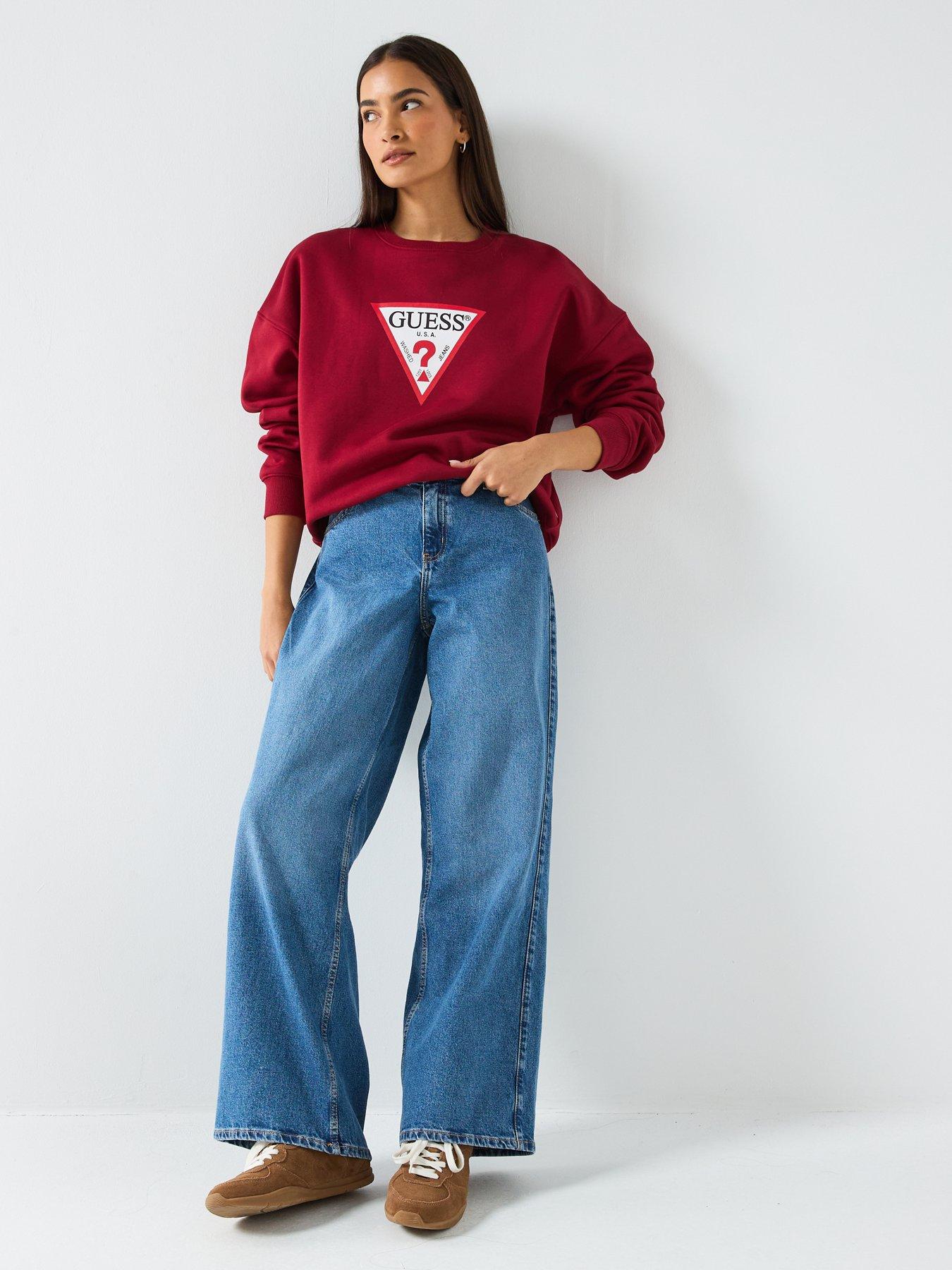 Image 3 of 6 of Guess Jeans Iconic Triangle Sweatshirt - Red