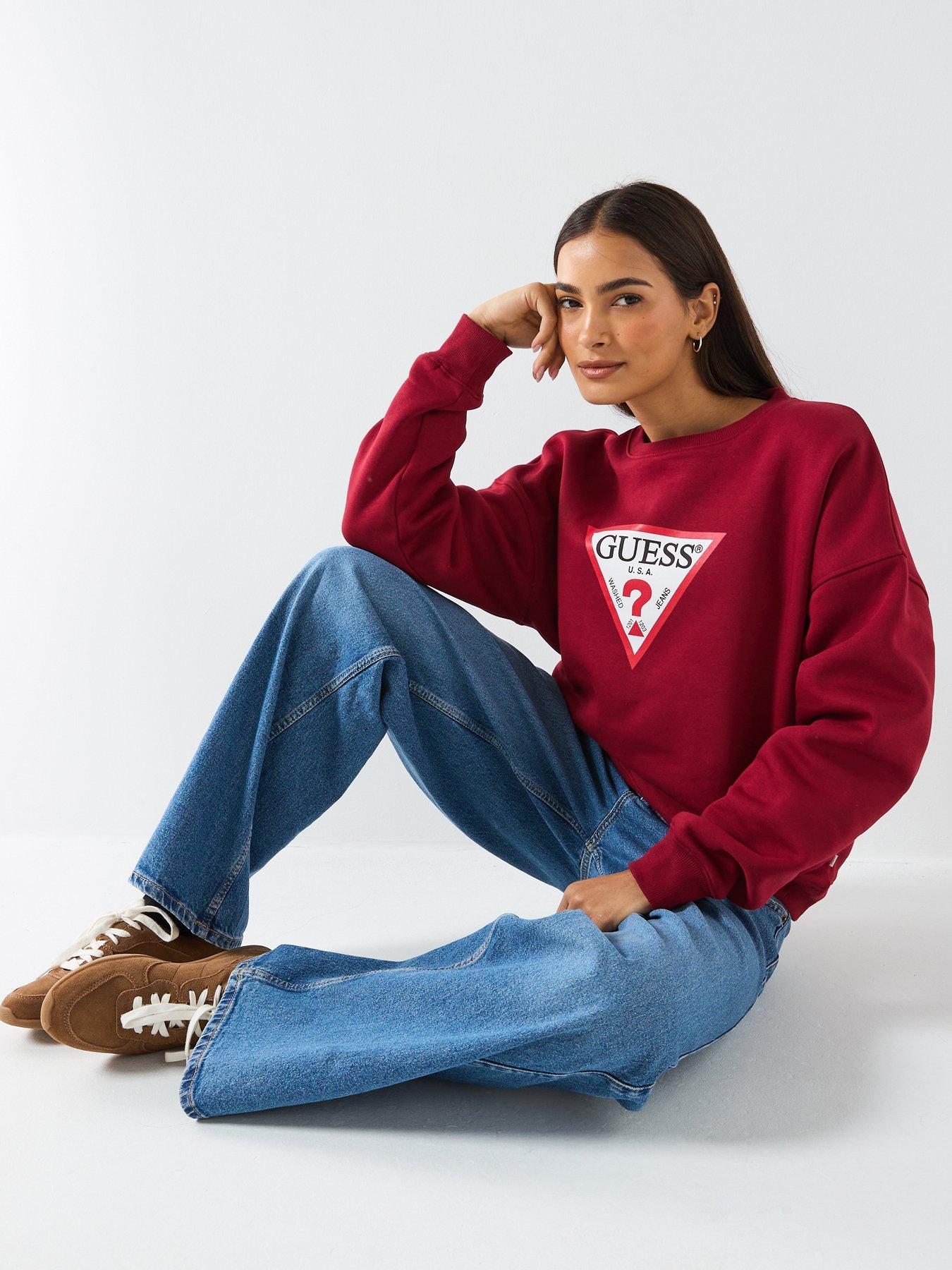 Image 4 of 6 of Guess Jeans Iconic Triangle Sweatshirt - Red