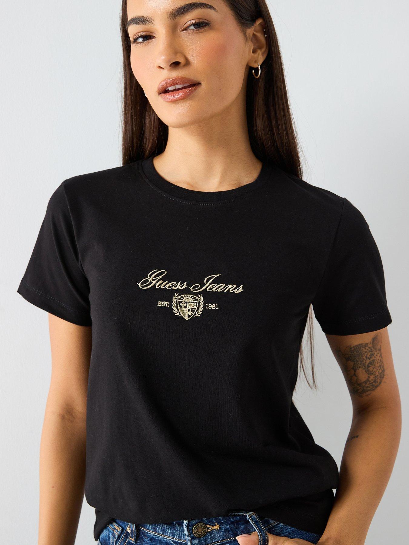 guess-jeans-short-sleeve-embroidered-script-t-shirt-black
