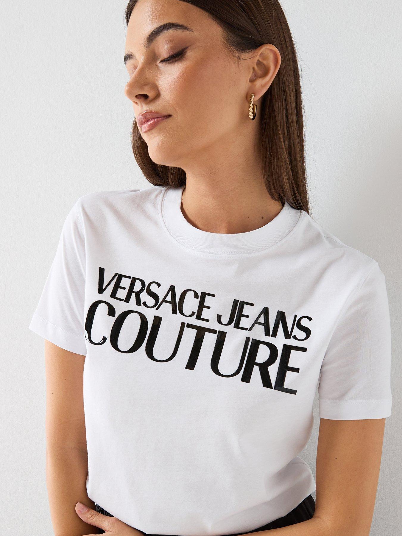 Image 4 of 5 of Versace Jeans Couture Logo Patent T-Shirt - White