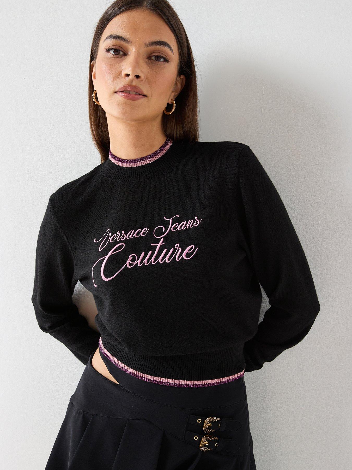 Versace Jeans Couture Logo Embroidered Knit Top