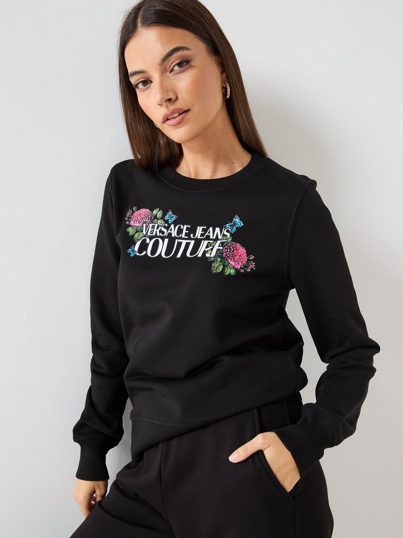 Versace Jeans Couture Logo Roses Sweatshirt - Black