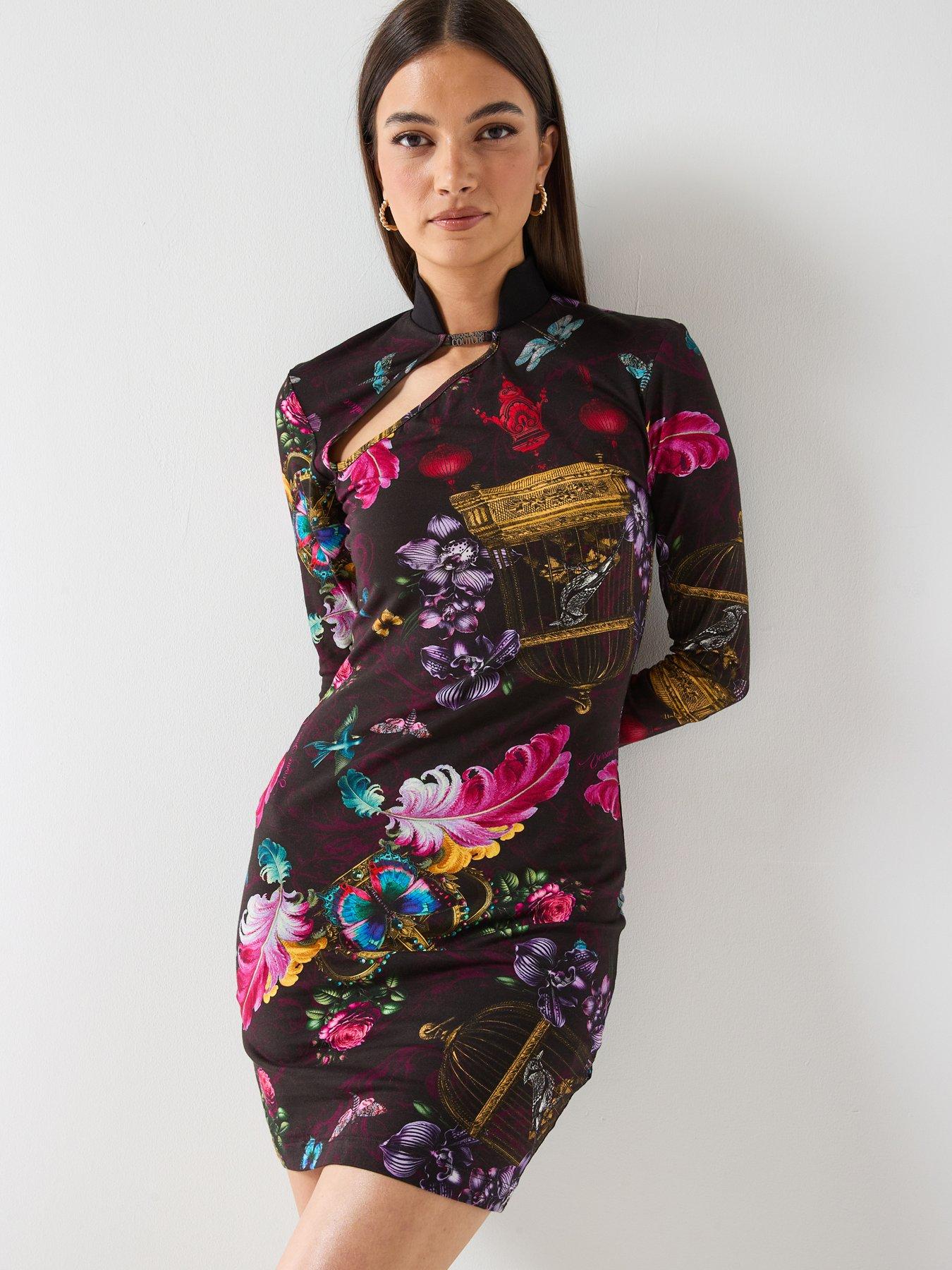 princess polly baby blue dress All over baroque-patterned sheath dress - VERSACE JEANS COUTURE main image 1