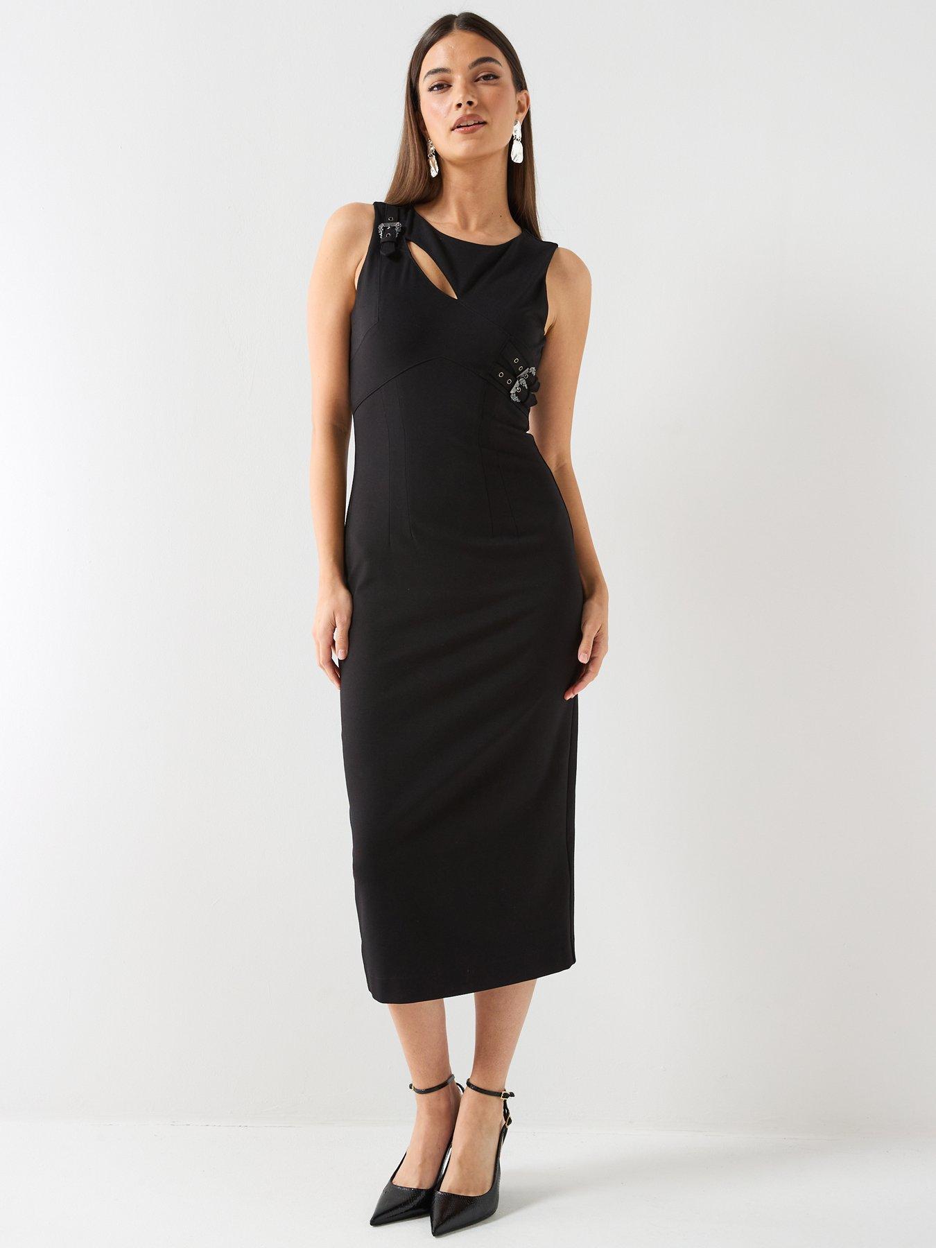 Versace Jeans Couture Buckles Basque Midi Dress - Black | Very