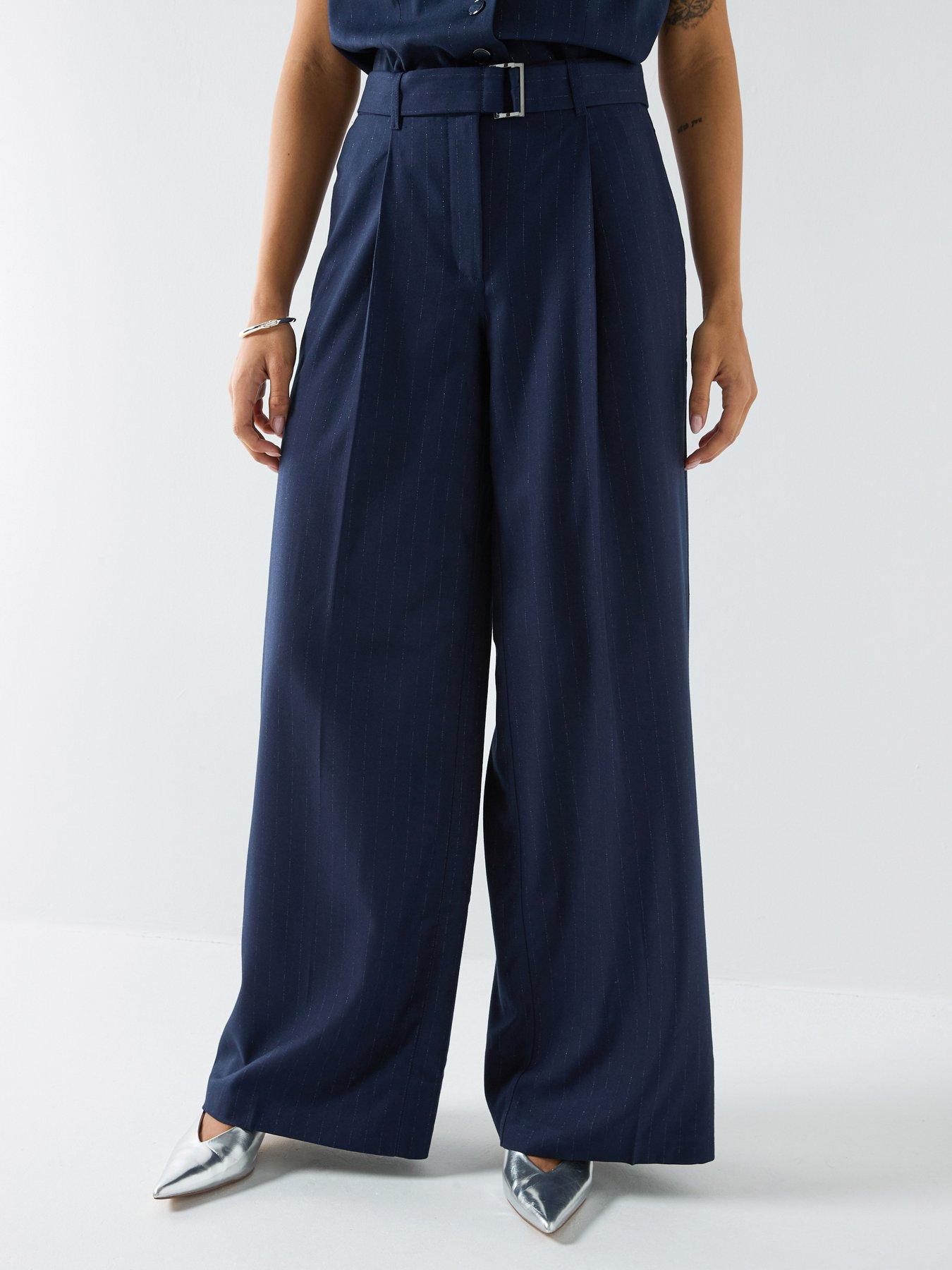 Guess Zanita Pin Stripe Relaxed Pant - Blue