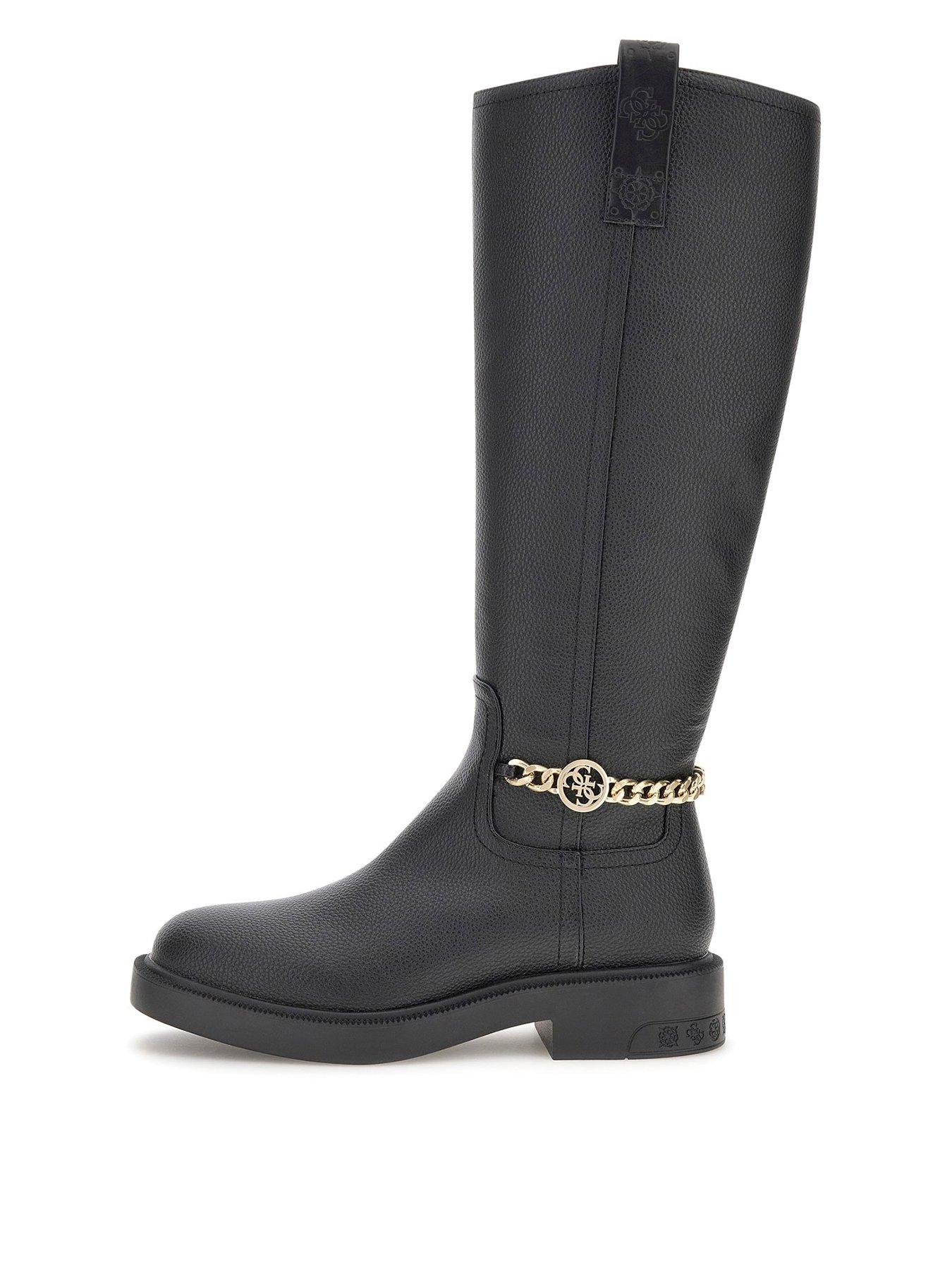 guess-fyonal-chain-detail-flat-boot-black