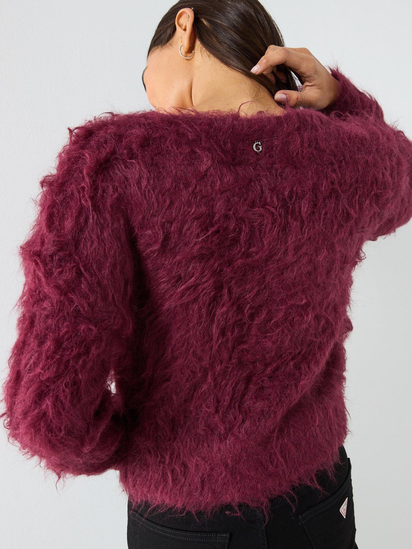 【ボルドー(G596)】GUESS カーディガン (W)Tomiko Bow Button Cardi Guess Long Sleeve Bow Button Cardigan - Dark Red | Very