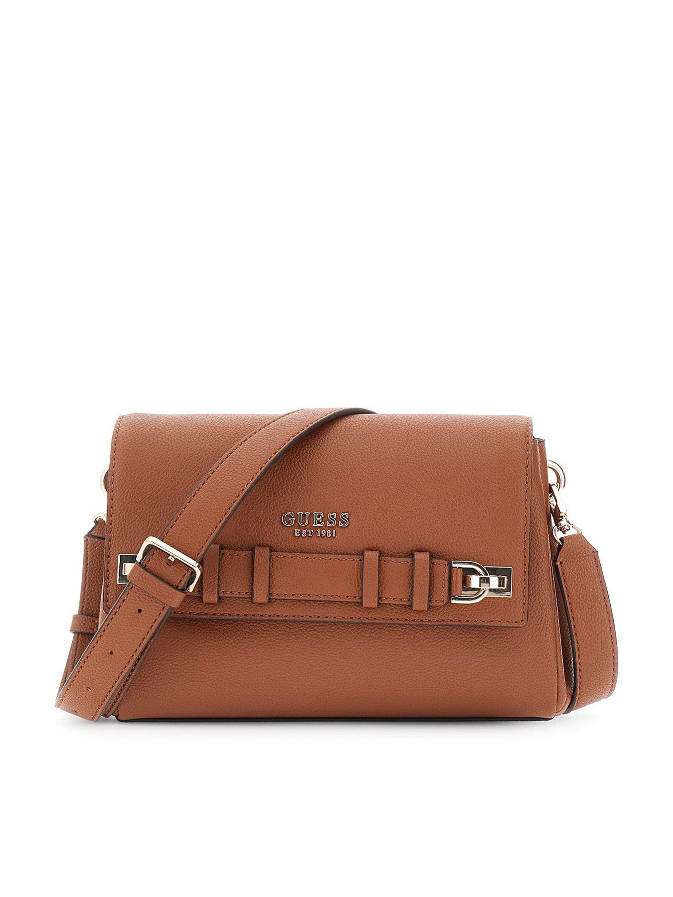 Guess Gregoria Flap Crossbody Handbag - Brown