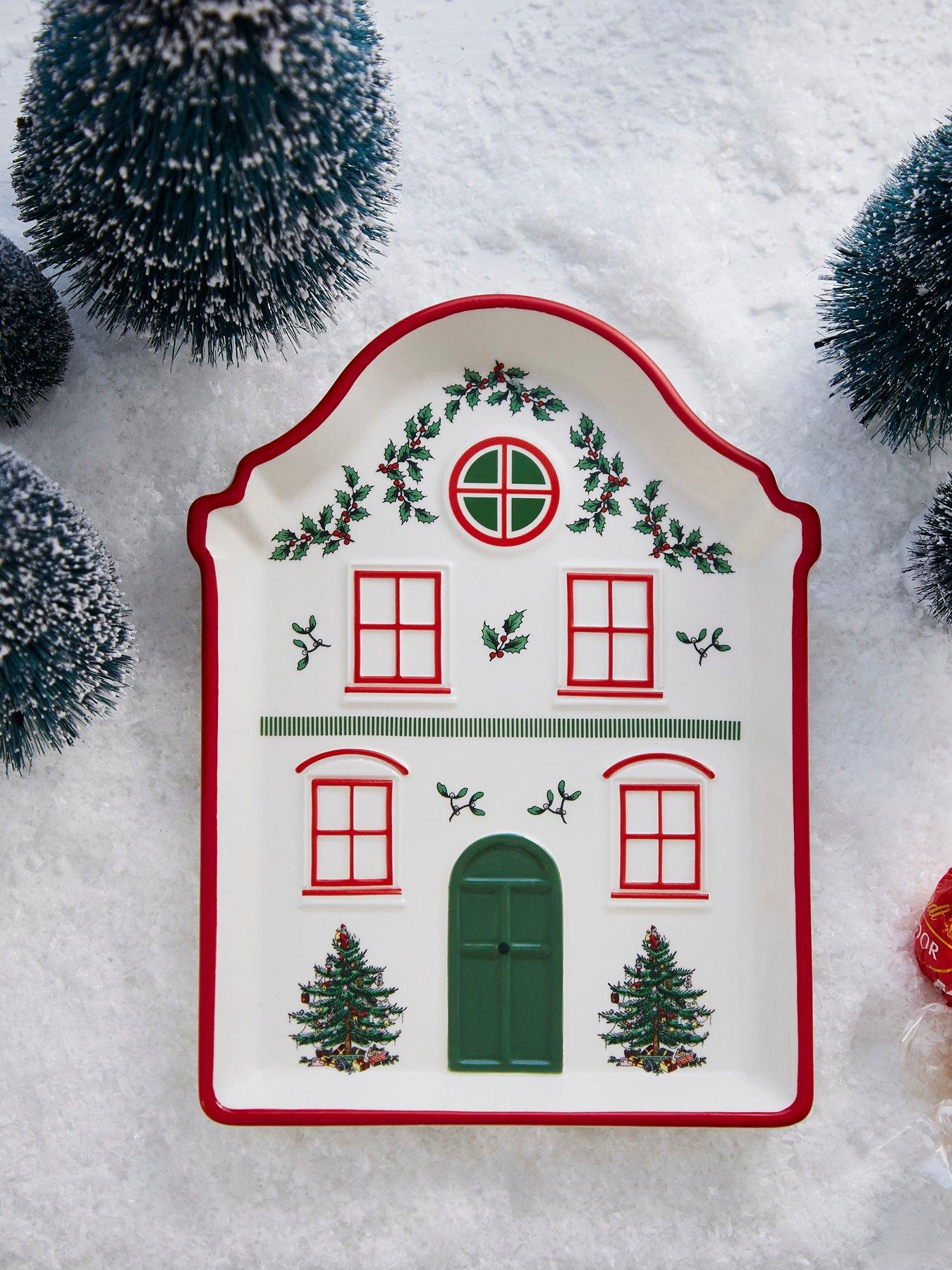Spode Christmas Village Tidbit Tray - Red