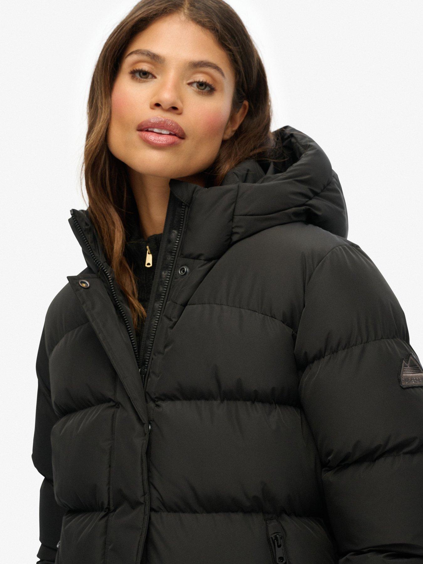 Image 5 of 6 of Superdry Hooded Sports Puffer Mid Jacket - Black