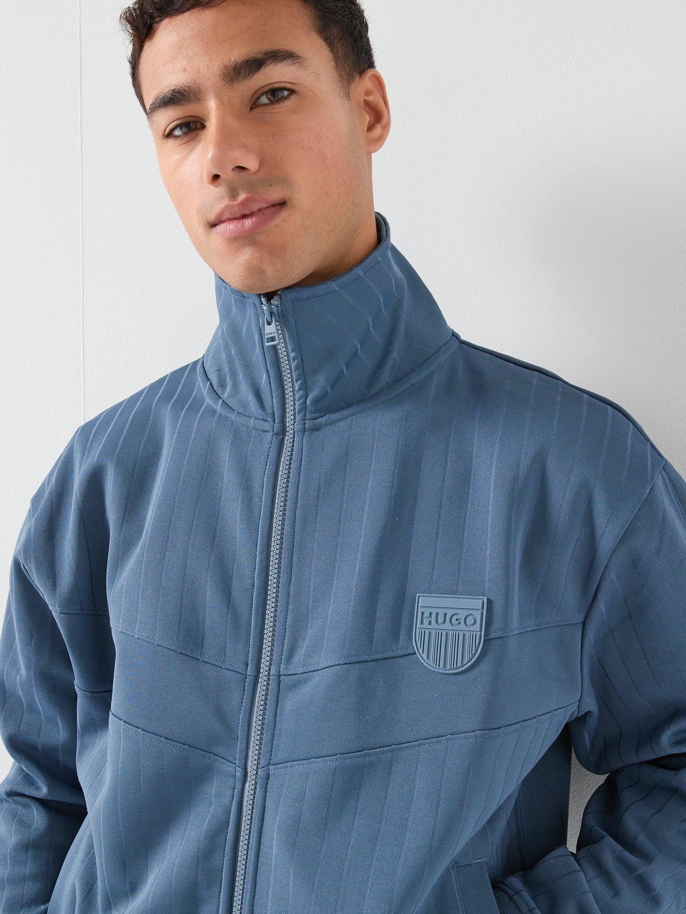 HUGO Davronto Rib Shield Logo Track Top - Blue | Very