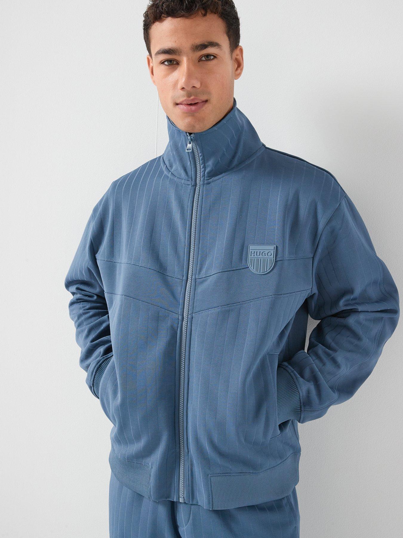 HUGO Davronto Rib Shield Logo Track Top - Blue | Very