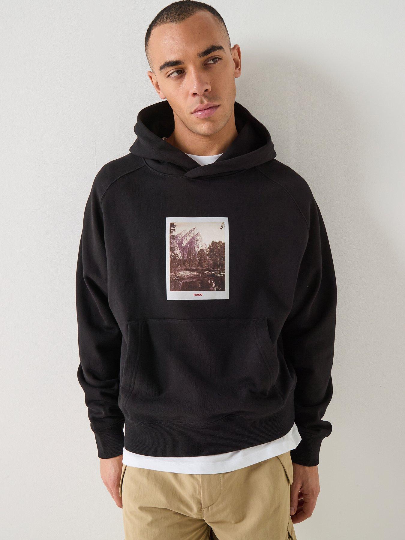 HUGO Hugo Deneb Polaroid Print Overhead Relaxed Fit Hoodie - Black