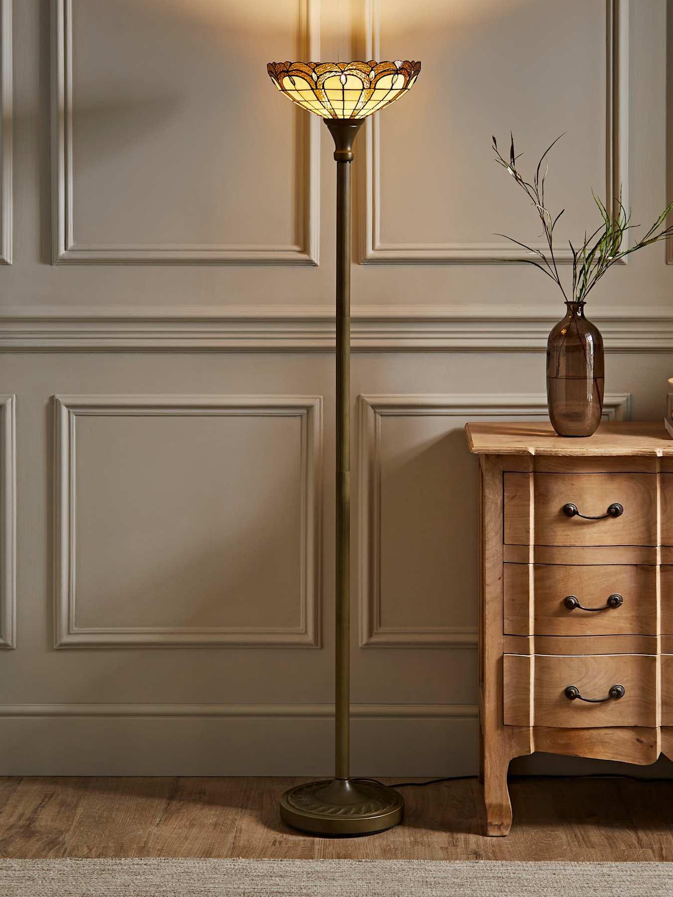 Image 1 of 7 of ValueLights Tiffany Jewel Uplighter Floor Lamp Red