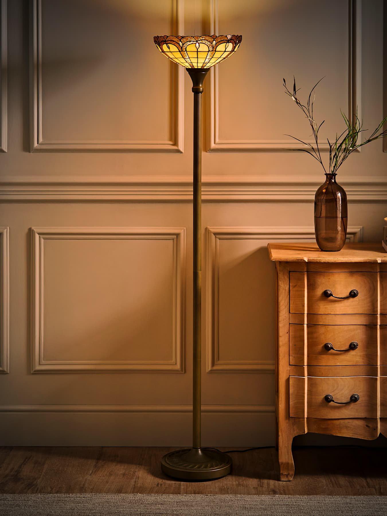 Image 5 of 7 of ValueLights Tiffany Jewel Uplighter Floor Lamp Red