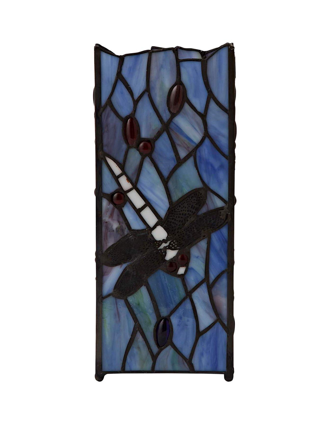 Image 2 of 7 of ValueLights Tiffany Dragonfly Design Square Table Lamp