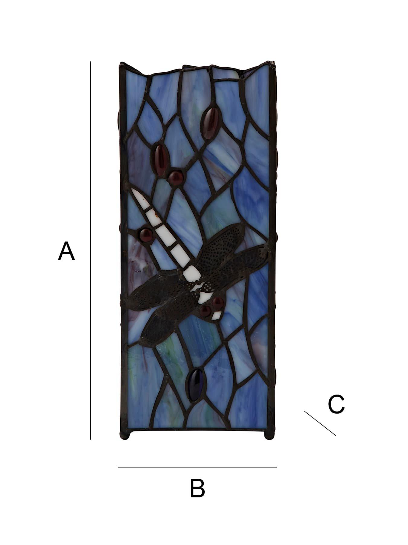 Image 7 of 7 of ValueLights Tiffany Dragonfly Design Square Table Lamp