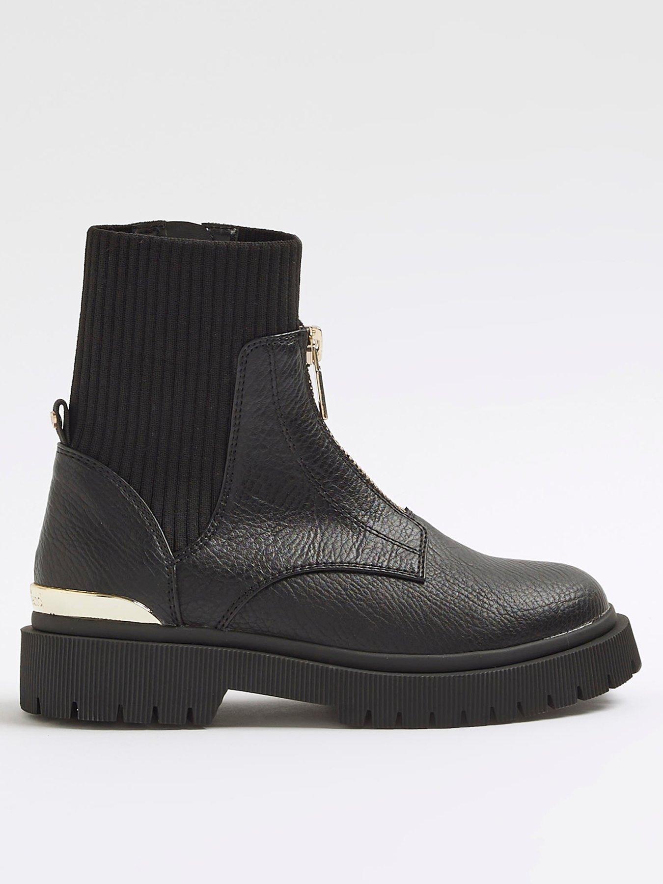 River Island Older Girls Zipped Front Boots - Black