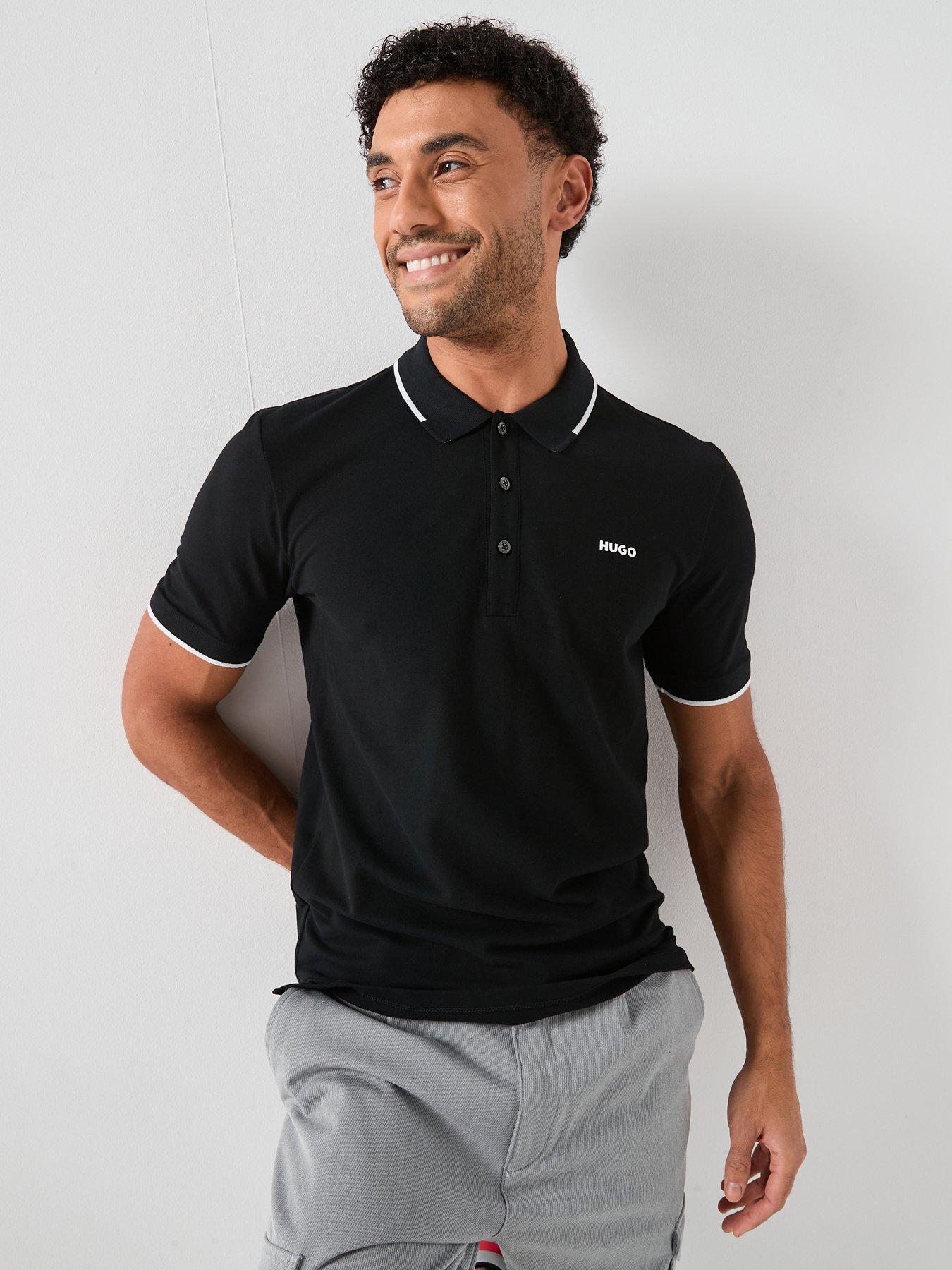 HUGO Dinoso222 Slim Fit Left Chest Logo Tipping Polo Shirt - Black