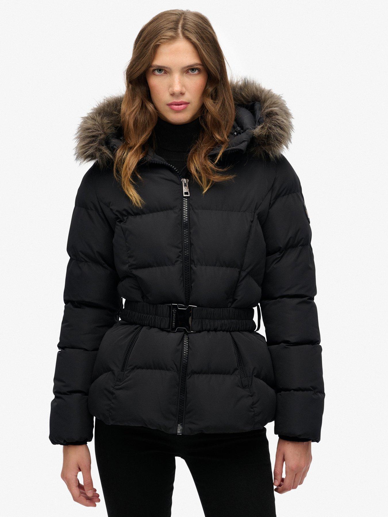 Superdry Fuji Belted Puffer Coat Black Very