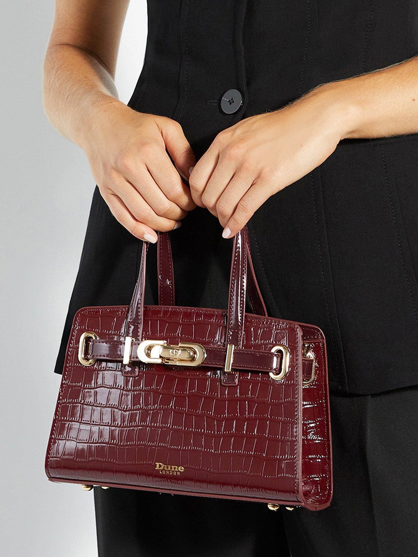 Dune London Dinkydefine Leather Croc Tote Bag - Burgundy