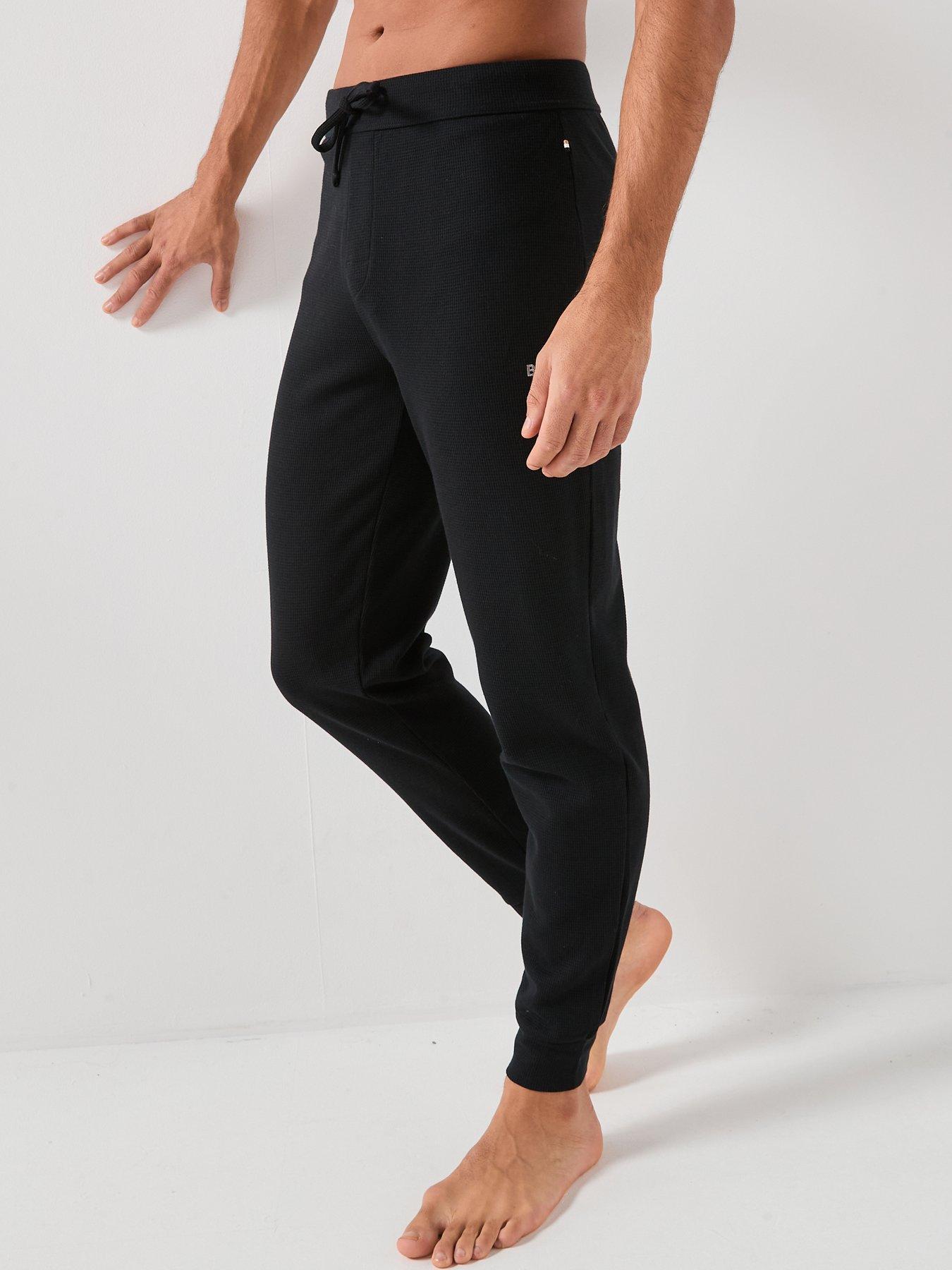 BOSS Waffle Cuffed Loungewear Pants - Black