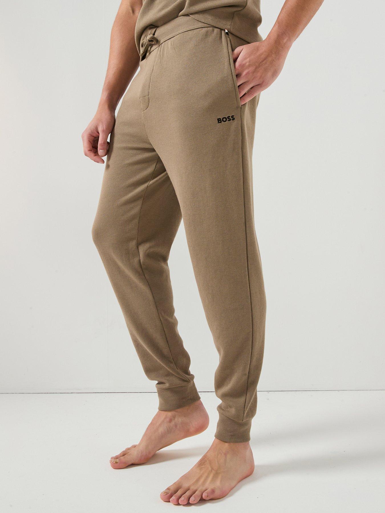 Image 1 of 5 of BOSS Waffle Cuffed Loungewear Pants - Brown