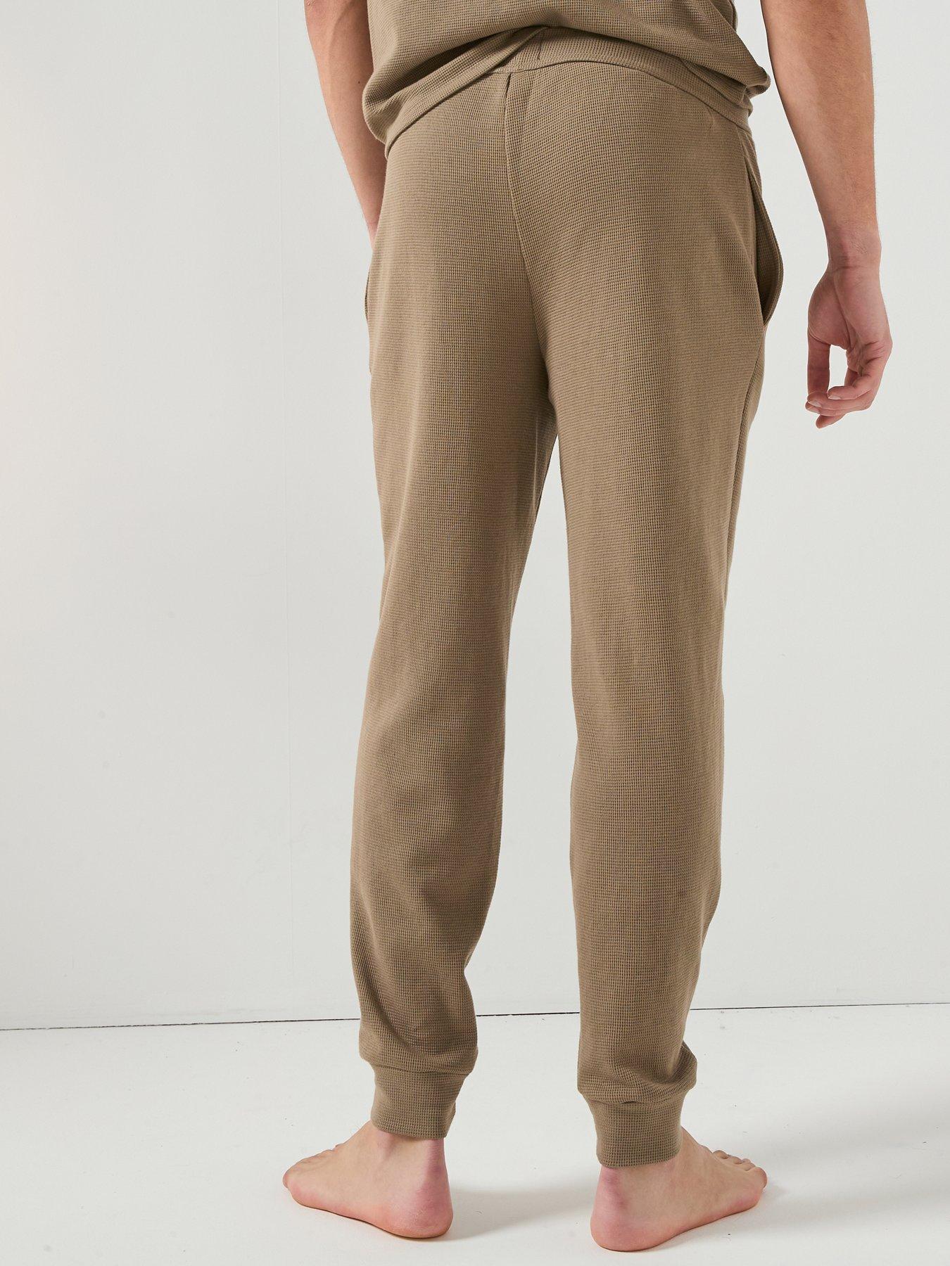 Image 2 of 5 of BOSS Waffle Cuffed Loungewear Pants - Brown