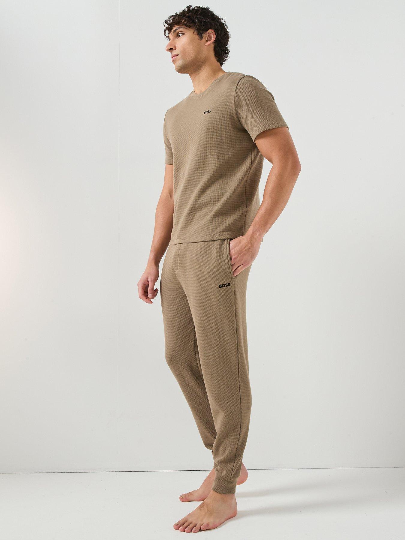 Image 3 of 5 of BOSS Waffle Cuffed Loungewear Pants - Brown