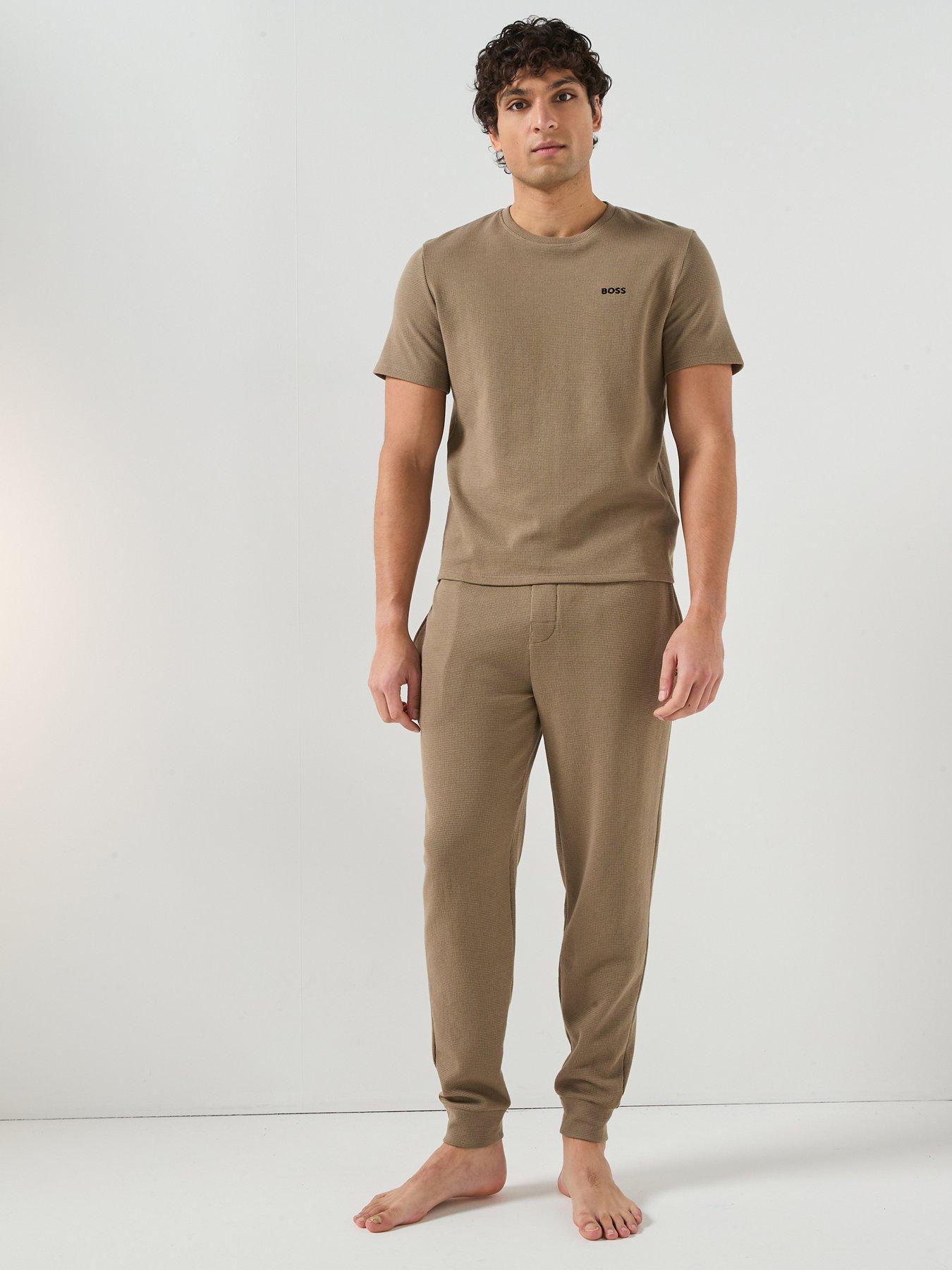 Image 5 of 5 of BOSS Waffle Cuffed Loungewear Pants - Brown