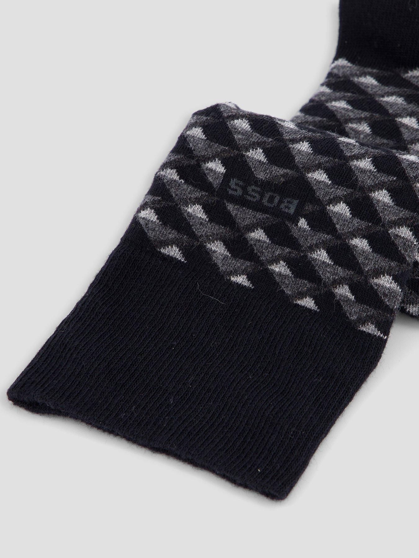 Image 2 of 3 of BOSS Bodywear 2 Pack Mini Pattern Cotton Crew Socks - Black