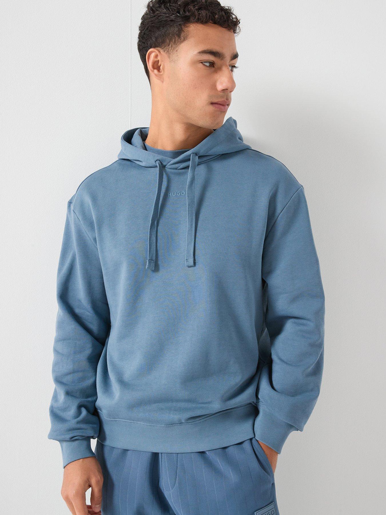 HUGO: Dapo Relaxed Fit Overhead Hoodie - Blue
