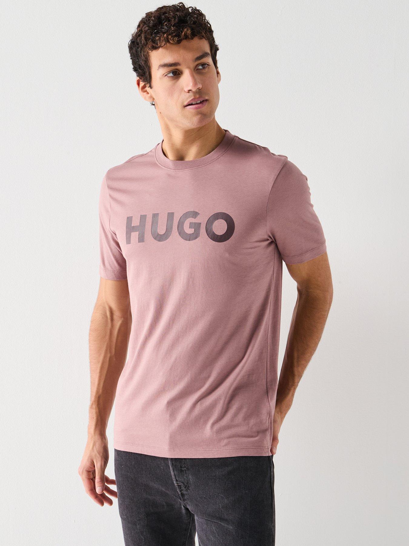 Image 1 of 5 of HUGO Dulivio Regular Fit Large Logo T-Shirt - Pink