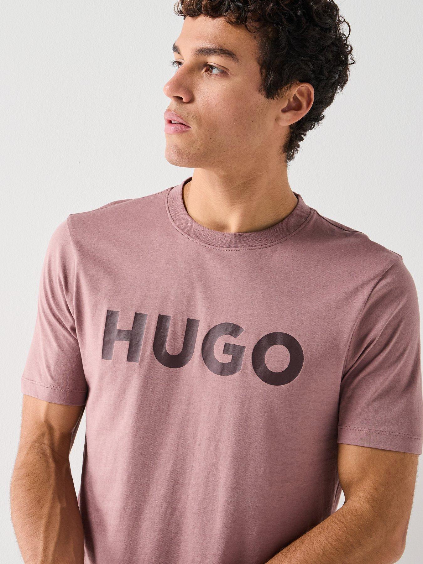 Image 4 of 5 of HUGO Dulivio Regular Fit Large Logo T-Shirt - Pink