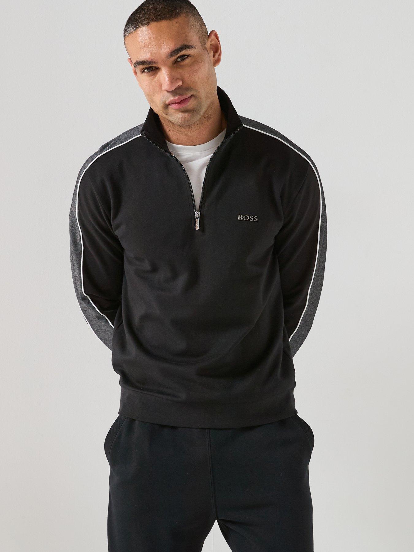 BOSS Bodywear Tracksuit 1/4 Zip Top - Black