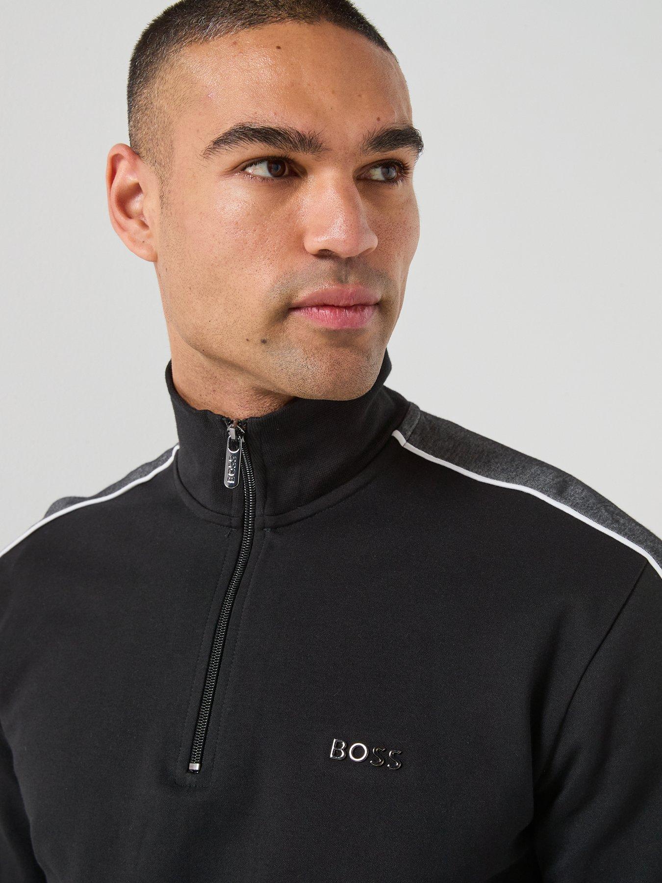 BOSS Bodywear Tracksuit 1/4 Zip Top - Black | Very