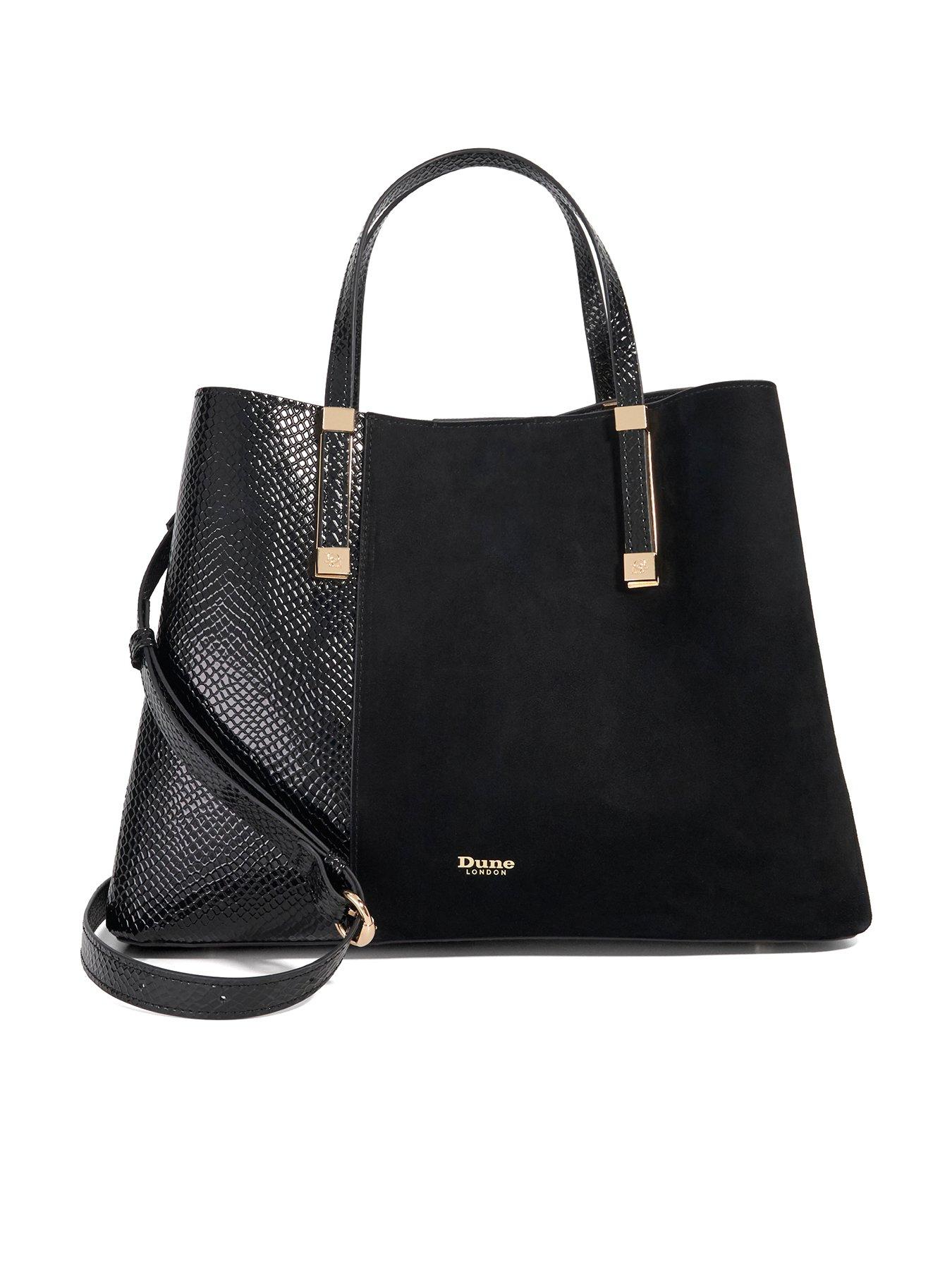 Image 2 of 6 of Dune London Dorry Suede Mix Tote Bag - Black