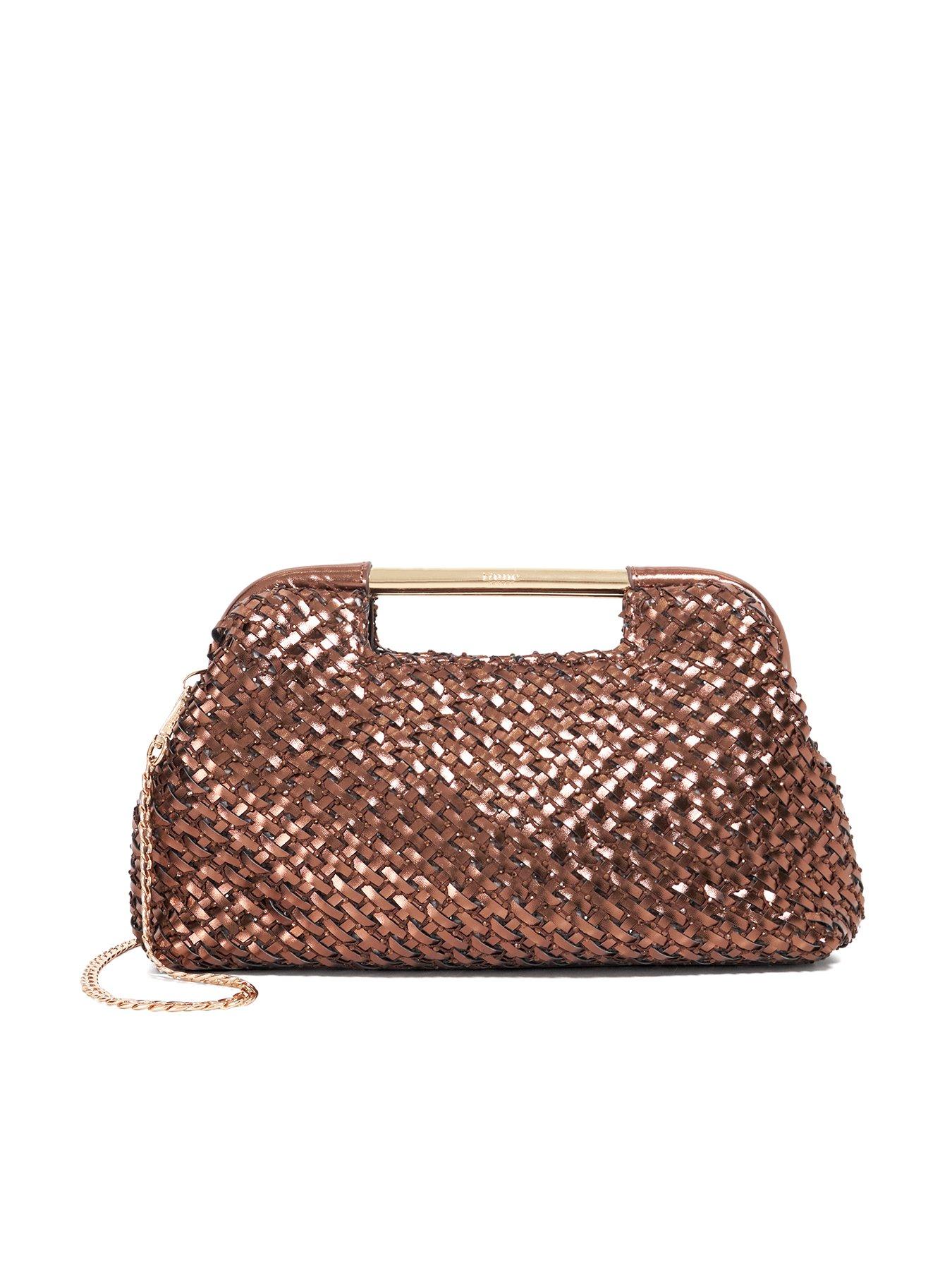 Dune London Expression Woven Grab Bag With Chain Handle - Bronze